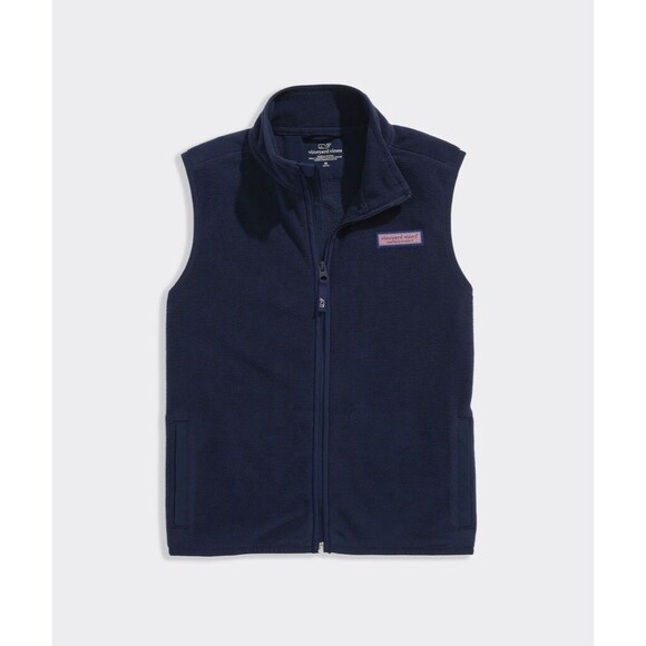 Vineyard Vines Mens Medium Navy Blue Harbor Full Zip Fleece Vest Preppy Coastal - Picture 1 of 9